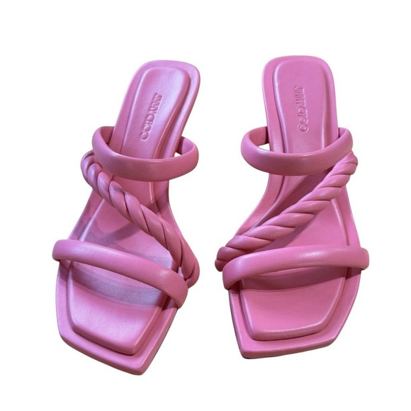 Jimmy Choo Diosa 50 Pink Leather Mules Square Toe Heels EU 39 US 8.5 Box - Picture 16 of 16